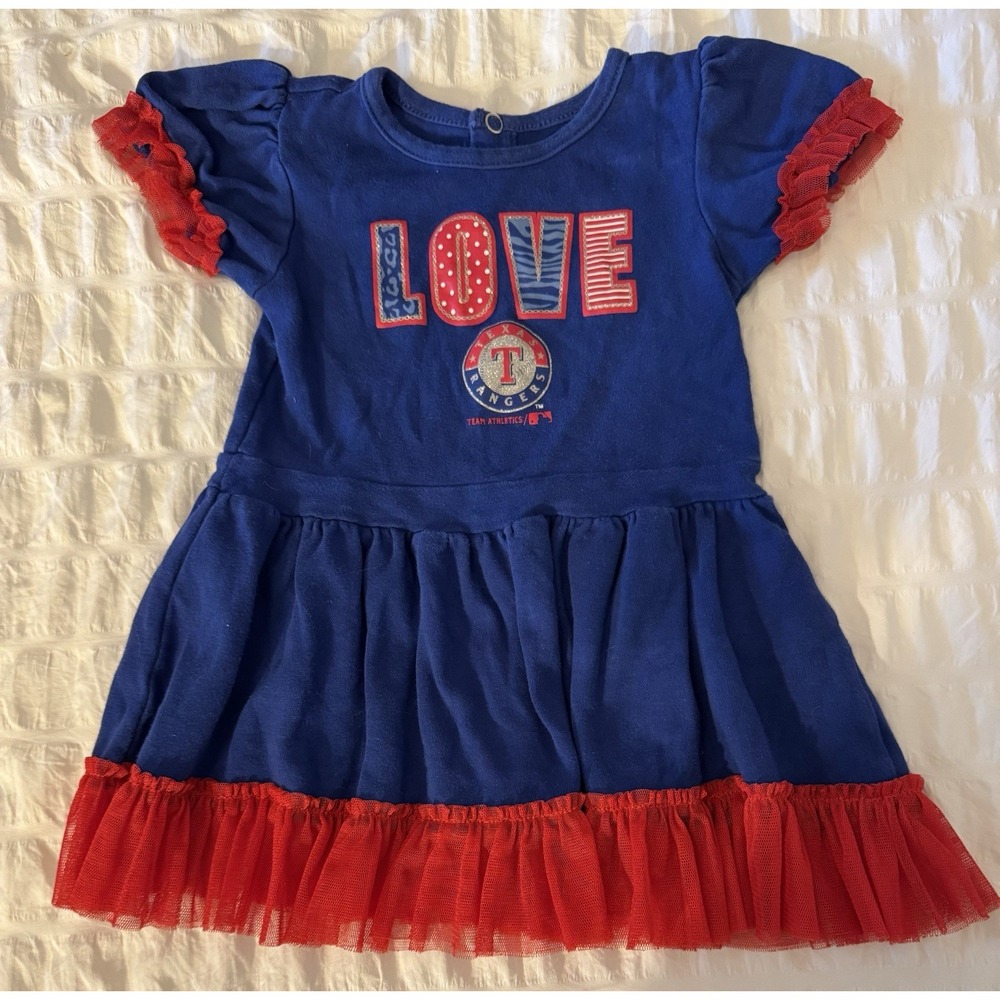 size 18‎ Month TEXAS RANGERS LOVE GIRL'S BASEBALL Cheer UNIFORM DRESS Costume